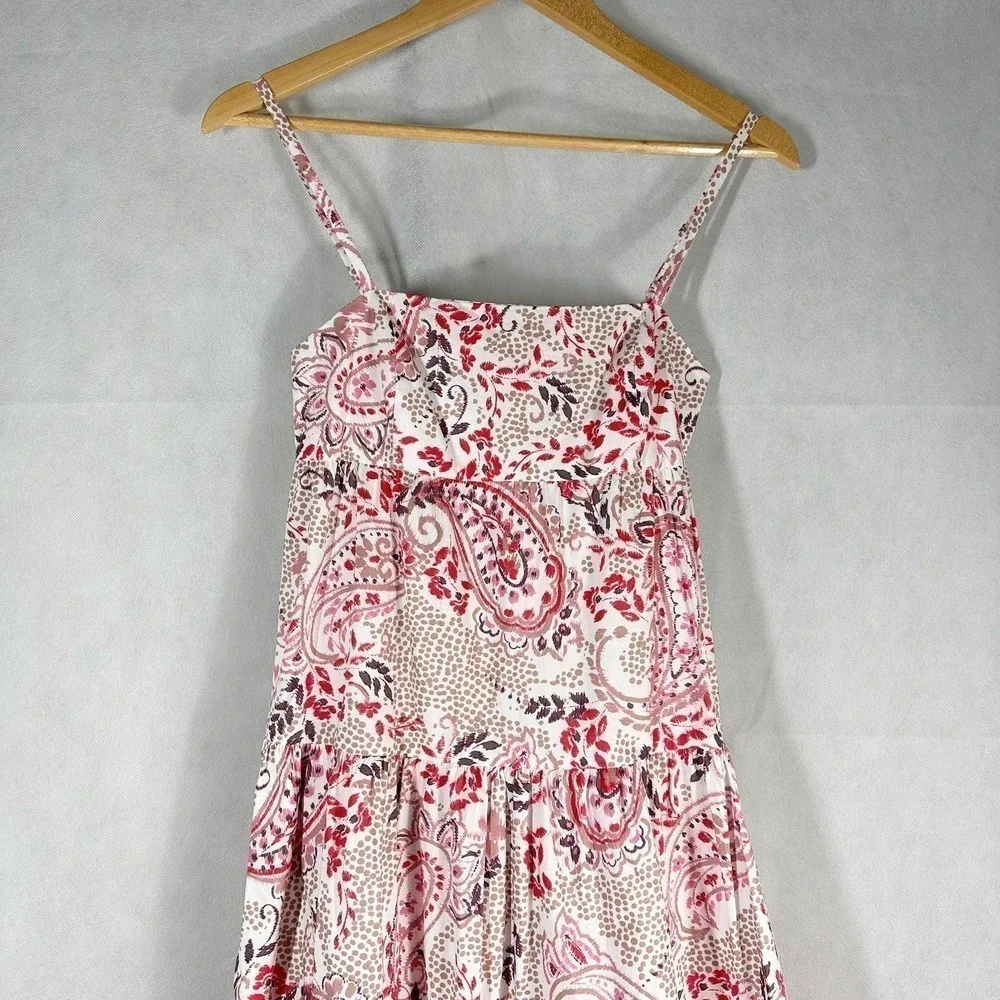 Cara Cara Haley Midi Dress Paisley Border Ivory Size XS